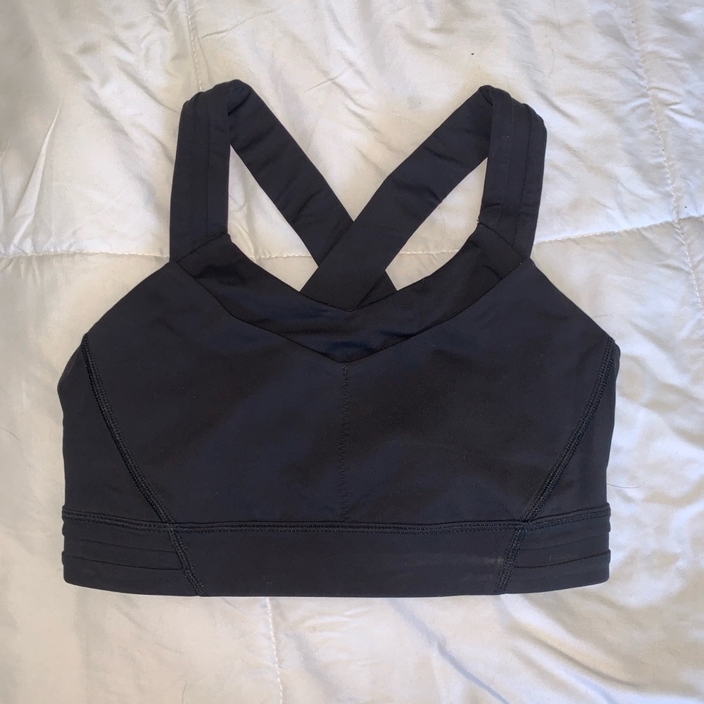 Lululemon Black Criss Cross Mesh Detail Sports Bra